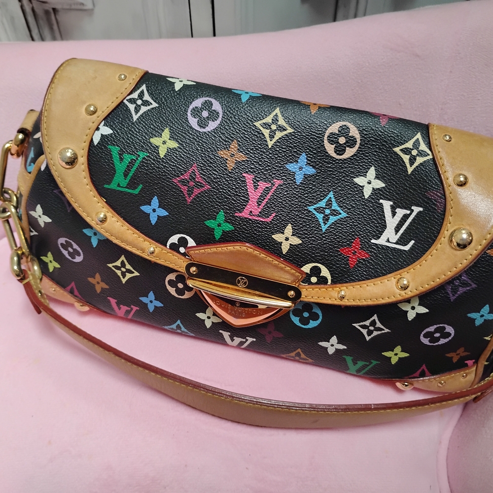 Louis Vuitton Beverly MM Black Multicolor Shoulder Bag Y2K Aunthentic